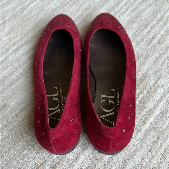 AGL Attilio Giusti Leombroni Suede Grommet Studded Ballet Flats Size US 9 | 39