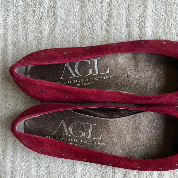 AGL Attilio Giusti Leombroni Suede Grommet Studded Ballet Flats Size US 9 | 39