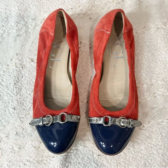 AGL Attilio Giusti Leombruni Flats Red/Blue/Silver Suede and Leather Shoes 7