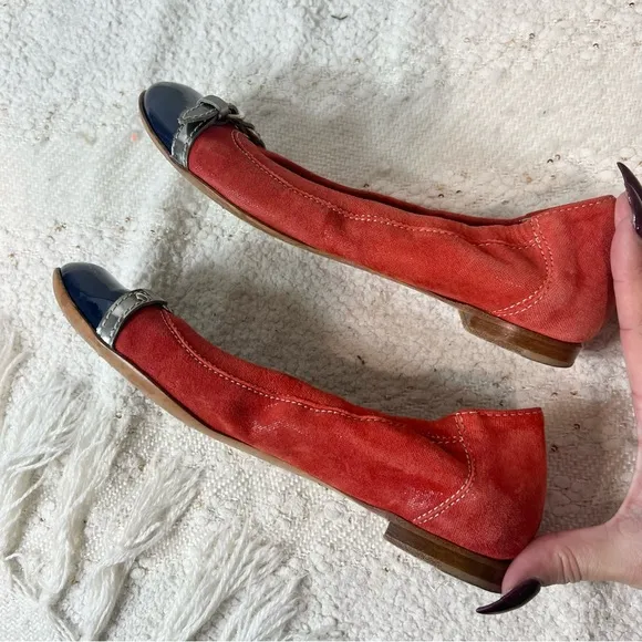AGL Attilio Giusti Leombruni Flats Red/Blue/Silver Suede and Leather Shoes 7