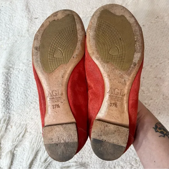 AGL Attilio Giusti Leombruni Flats Red/Blue/Silver Suede and Leather Shoes 7