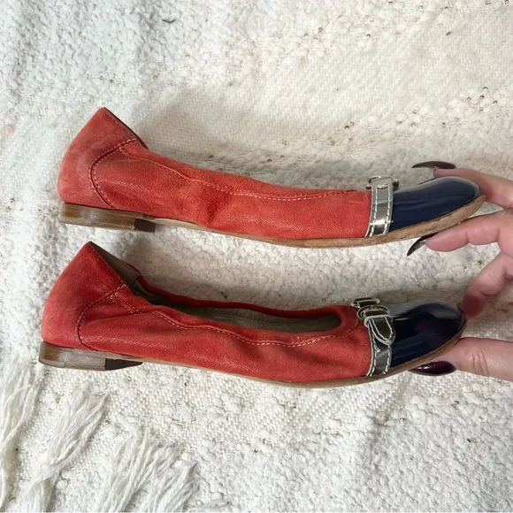 AGL Attilio Giusti Leombruni Flats Red/Blue/Silver Suede and Leather Shoes 7