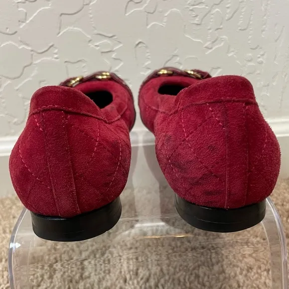 AGL Attilio Giusti Leombruni Monika Cap Toe Quilted Red Ballerina Italian Flats