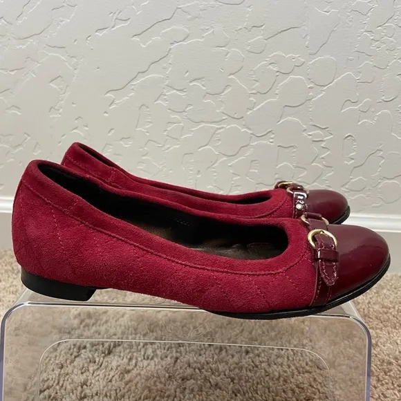 AGL Attilio Giusti Leombruni Monika Cap Toe Quilted Red Ballerina Italian Flats