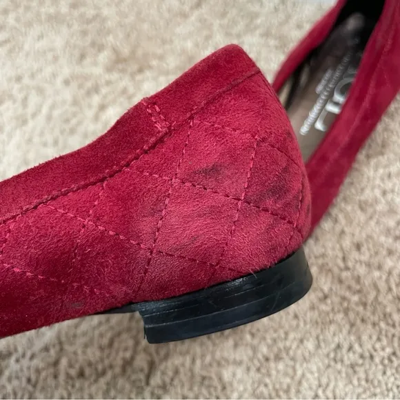 AGL Attilio Giusti Leombruni Monika Cap Toe Quilted Red Ballerina Italian Flats