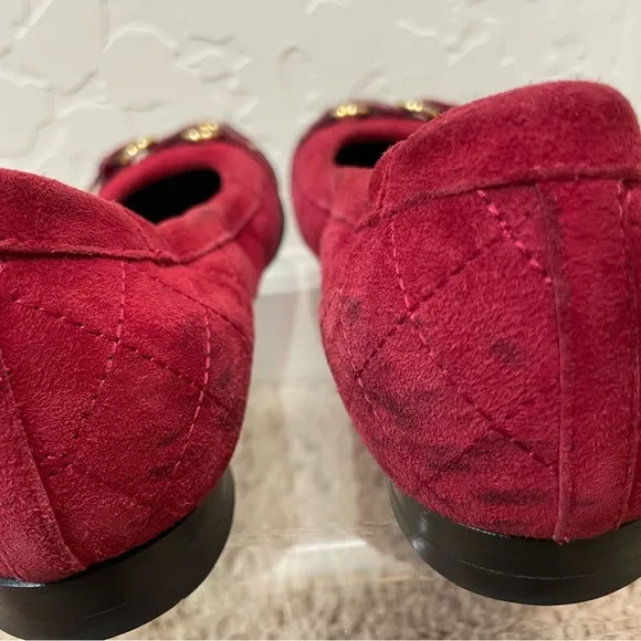 AGL Attilio Giusti Leombruni Monika Cap Toe Quilted Red Ballerina Italian Flats