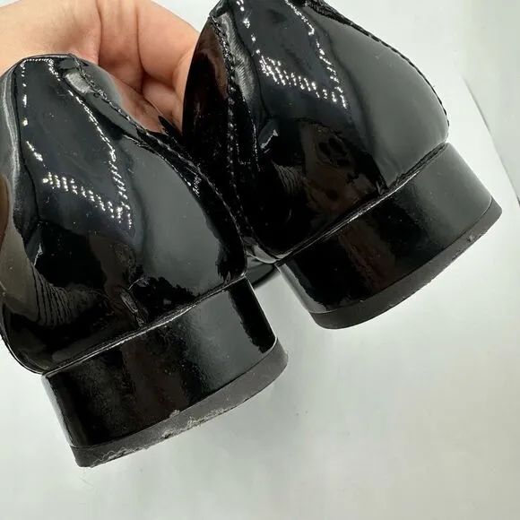 AGL Maggie Patent Leather Bow Tie Preppy Black Loafers Size 8.5 EU 39 Made In It