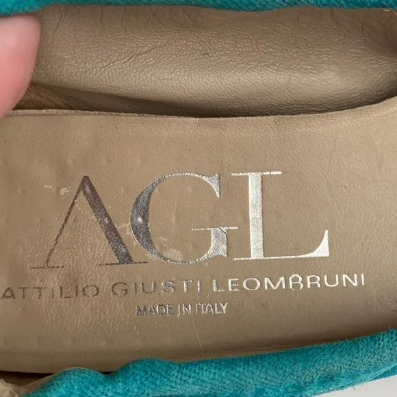 AGL Monica Teal Patent Leather &amp; Velvet Teal Ballet Flats