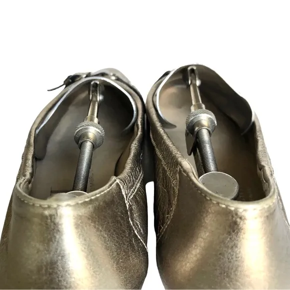 AGL Monika Metallic Cap Toe Flats Gold Patent Leather Italian Loafers Women’s