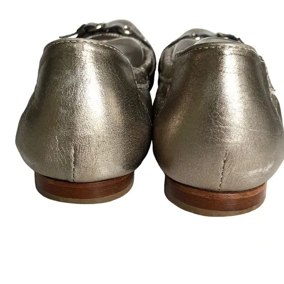 AGL Monika Metallic Cap Toe Flats Gold Patent Leather Italian Loafers Women’s