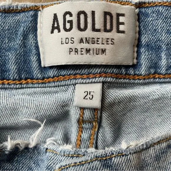 AGOLDE Sophie Crop Jean With Chewed Hem and Waistband Womens Denim Jean (Sz25)