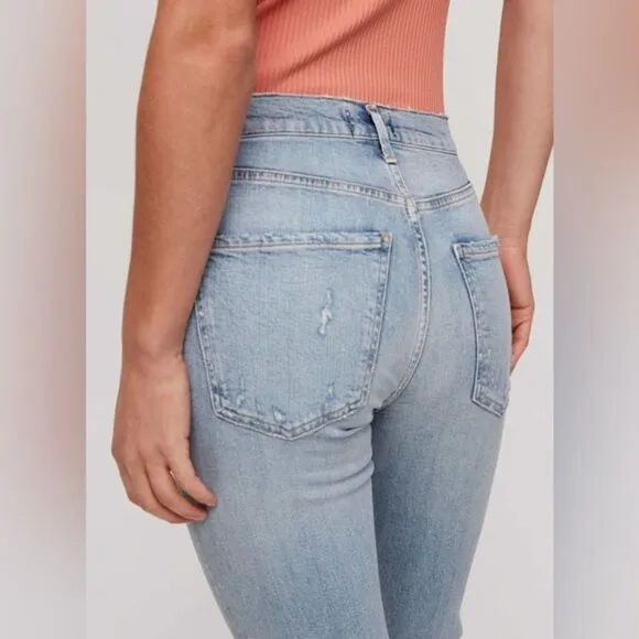 AGOLDE Sophie Crop Jean With Chewed Hem and Waistband Womens Denim Jean (Sz25)