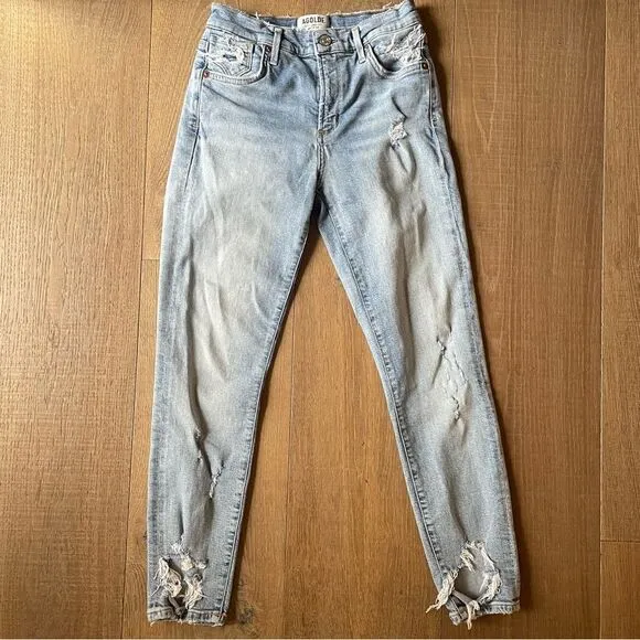 AGOLDE Sophie Crop Jean With Chewed Hem and Waistband Womens Denim Jean (Sz25)