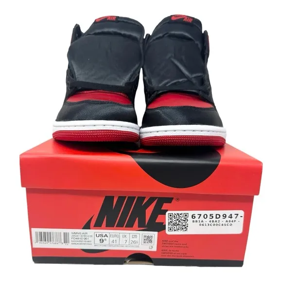Air Jordan 1 Retro High OG Satin Bred FD4810061 Black/University Red Sz W9.5/M8