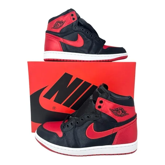 Air Jordan 1 Retro High OG Satin Bred FD4810061 Black/University Red Sz W9.5/M8