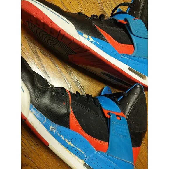 Air Jordan Flight 45 High Black Orange Blue Shoes 384519-027 Men's Size 13