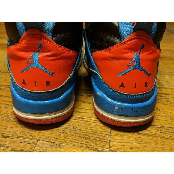 Air Jordan Flight 45 High Black Orange Blue Shoes 384519-027 Men's Size 13