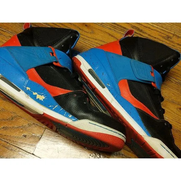 Air Jordan Flight 45 High Black Orange Blue Shoes 384519-027 Men's Size 13