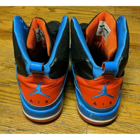 Air Jordan Flight 45 High Black Orange Blue Shoes 384519-027 Men's Size 13