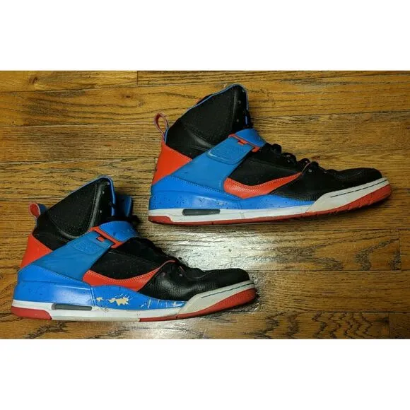 Air Jordan Flight 45 High Black Orange Blue Shoes 384519-027 Men's Size 13