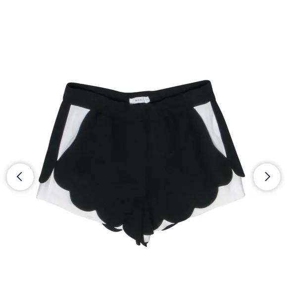 A.L.C. Women’s BLACK &amp; WHITE SHORTS WITH SCALLOP HEM, size 6 LINED NWOT