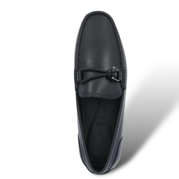 ALDO AMBANI Black Leather Moccasin Loafers Size 13 Black GOTHIC CORPORATE NWOT