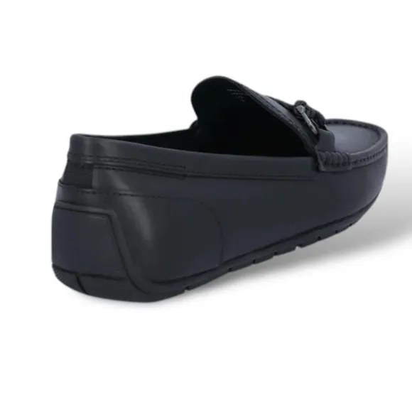 ALDO AMBANI Black Leather Moccasin Loafers Size 13 Black GOTHIC CORPORATE NWOT