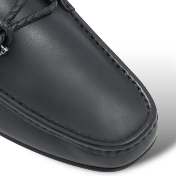 ALDO AMBANI Black Leather Moccasin Loafers Size 13 Black GOTHIC CORPORATE NWOT