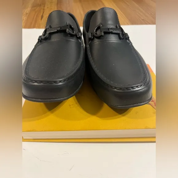 Aldo Black Slip-On Loafers with Horse-Bit Accent