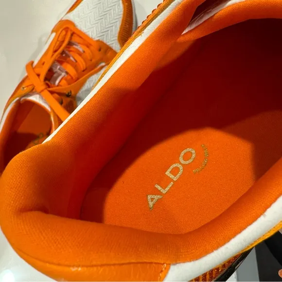 ALDO Men’s Lauder Orange and White Low Top Fashion Sneakers