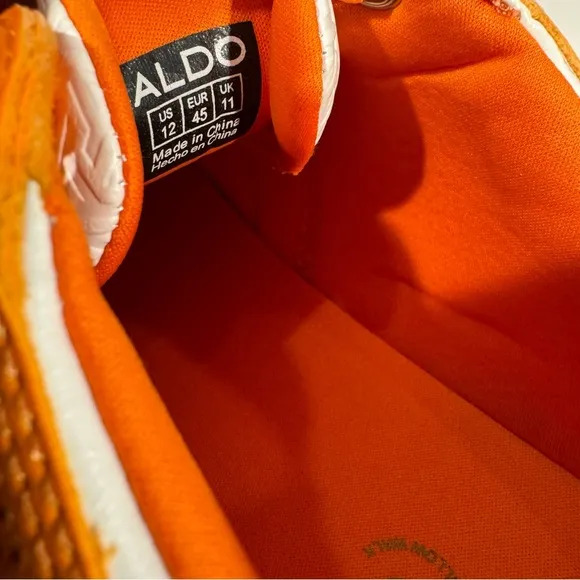ALDO Men’s Lauder Orange and White Low Top Fashion Sneakers