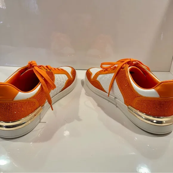 ALDO Men’s Lauder Orange and White Low Top Fashion Sneakers