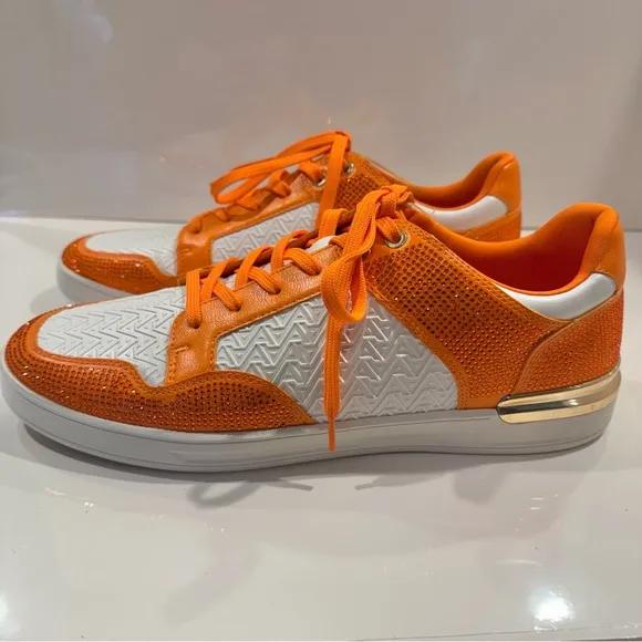 ALDO Men’s Lauder Orange and White Low Top Fashion Sneakers
