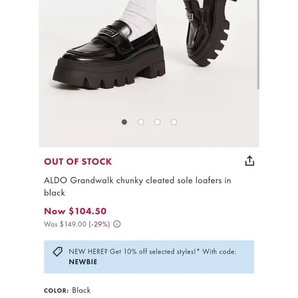 ALDO sz 7 Grandwalk Chunky Cleated Sole Loafers Chunky Platform Patent Leather