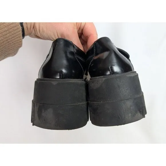 ALDO sz 7 Grandwalk Chunky Cleated Sole Loafers Chunky Platform Patent Leather