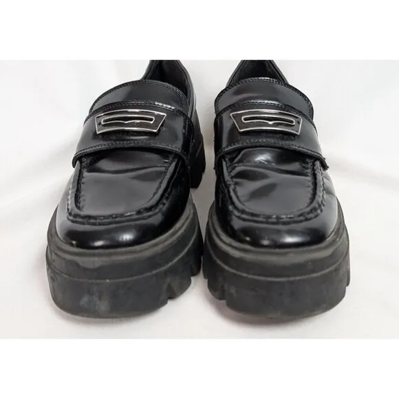 ALDO sz 7 Grandwalk Chunky Cleated Sole Loafers Chunky Platform Patent Leather