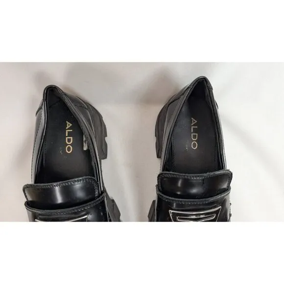 ALDO sz 7 Grandwalk Chunky Cleated Sole Loafers Chunky Platform Patent Leather