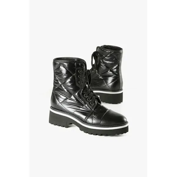 ALL BLACK Women's Black Puffy Lugg Camper Boots Sz US 6.5 EU 37