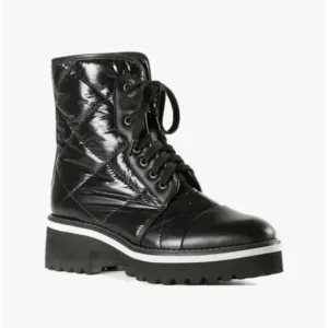 ALL BLACK Women's Black Puffy Lugg Camper Boots Sz US 6.5 EU 37