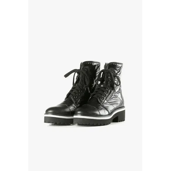ALL BLACK Women's Black Puffy Lugg Camper Boots Sz US 6.5 EU 37