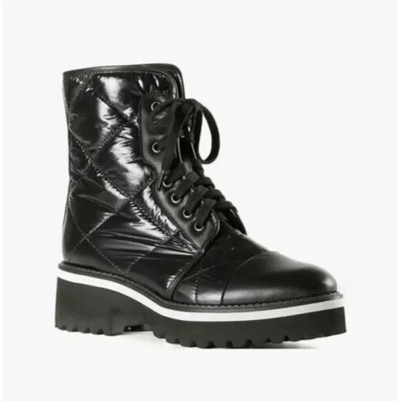 ALL BLACK Women's Black Puffy Lugg Camper Boots Sz US 6.5 EU 37