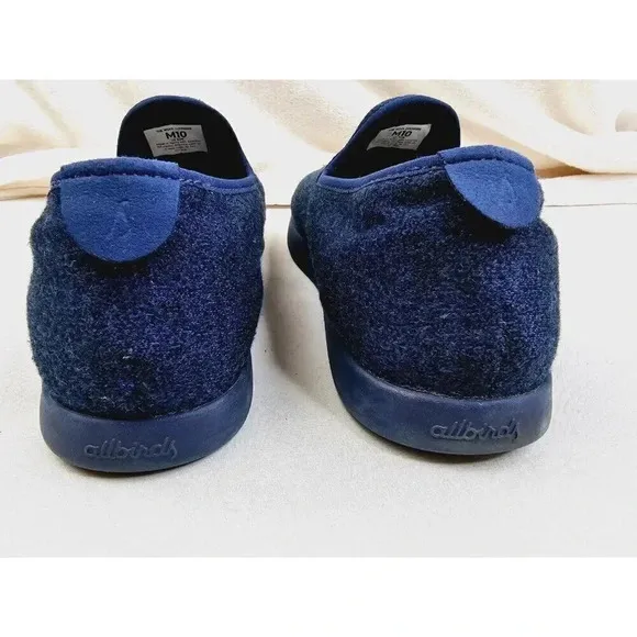 Allbirds Size 10 Men's Blue The Wool Lounger Slip On Logo Loafers Blue Sole
