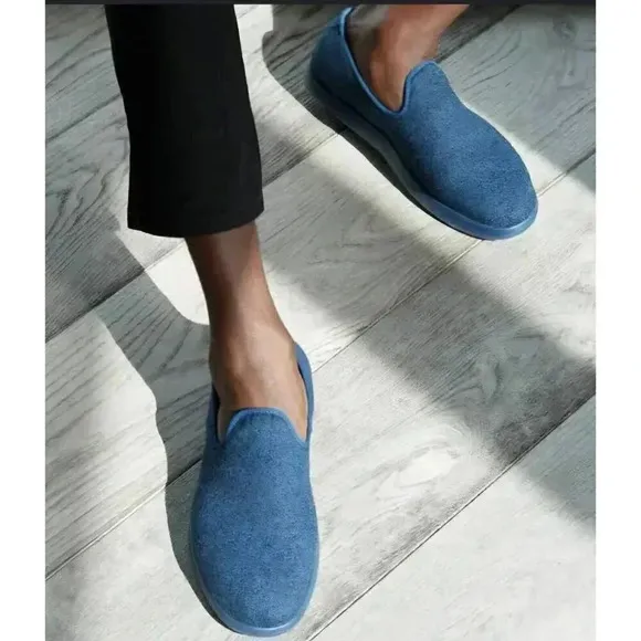 Allbirds Size 10 Men's Blue The Wool Lounger Slip On Logo Loafers Blue Sole