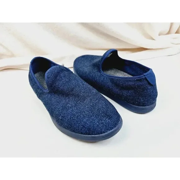 Allbirds Size 10 Men's Blue The Wool Lounger Slip On Logo Loafers Blue Sole