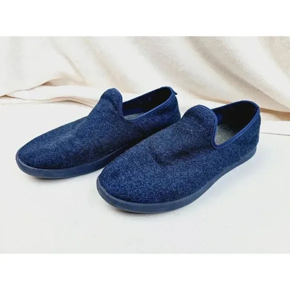 Allbirds Size 10 Men's Blue The Wool Lounger Slip On Logo Loafers Blue Sole