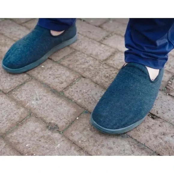 Allbirds Size 10 Men's Blue The Wool Lounger Slip On Logo Loafers Blue Sole