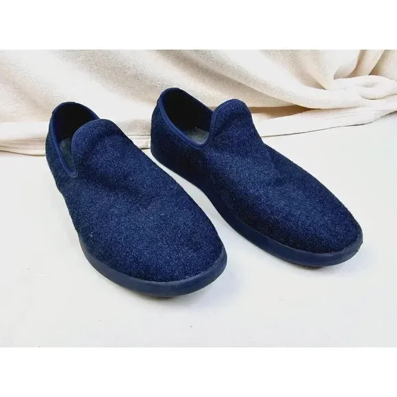 Allbirds Size 10 Men's Blue The Wool Lounger Slip On Logo Loafers Blue Sole