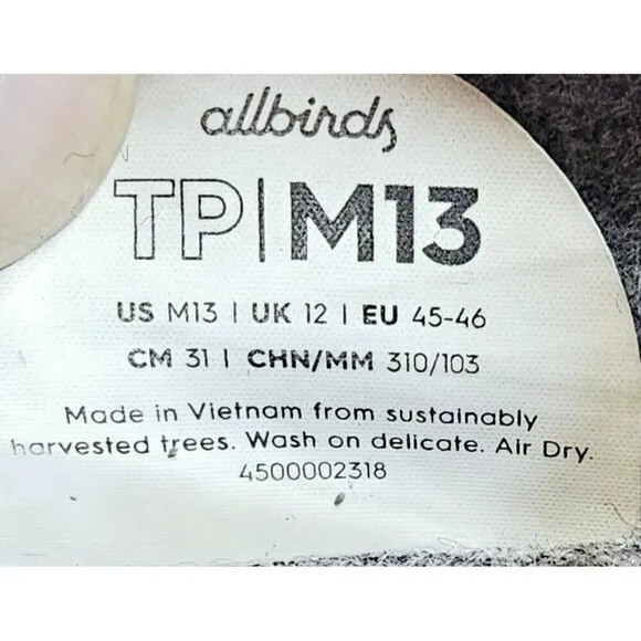 Allbirds Size 13 Men's TP (Tree Pipers) Navy Low Lace Logo Fashion Sneakers