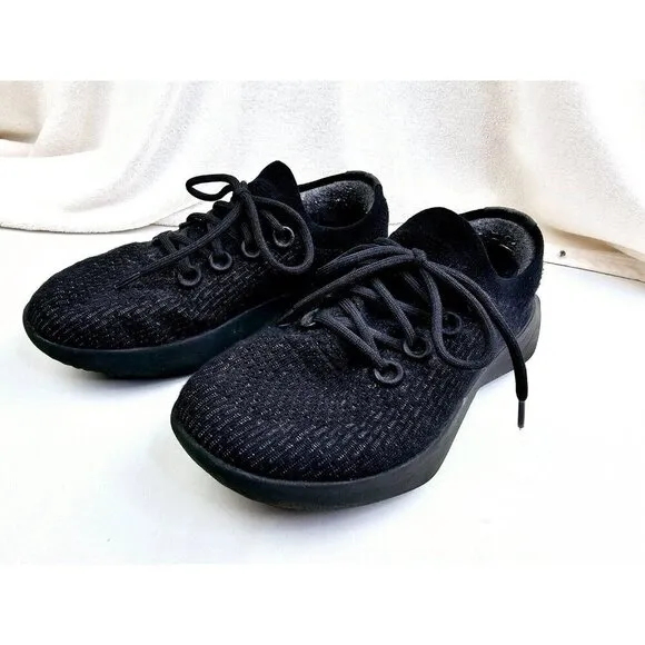 Allbirds Size 9 Mens TD2 (Tree Dasher) Black Low Lace Comfort Fashion Sneakers