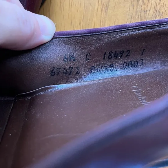 Allen Edmonds Chadwick Burgundy Leather Slip On Flats Loafer Shoes, Size 6.5